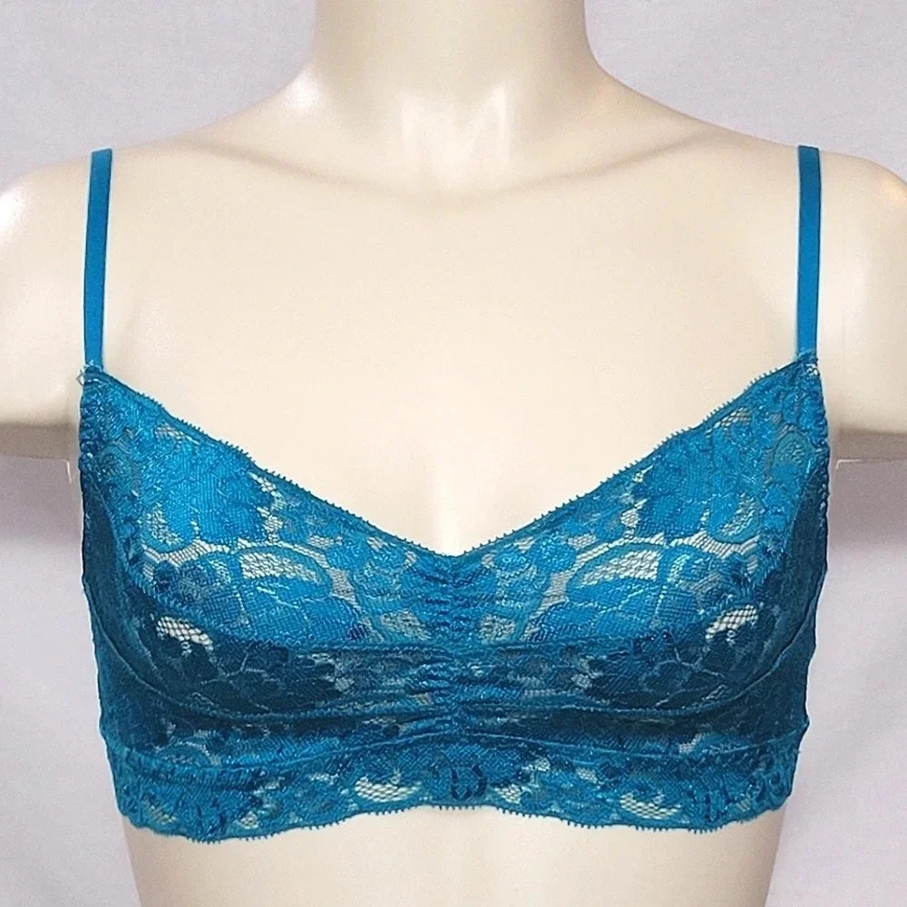 Gilligan O'Malley Semi Sheer Lace Wire Free Bra Bralette Southern Turquoise Teal
